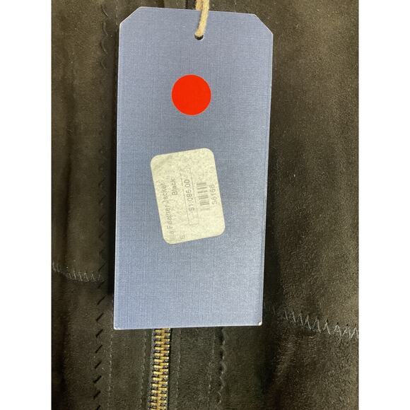 Illia Black Suede Jacket with Ostrich Feather Hem Size 6 NWT - Picture 7 of 8